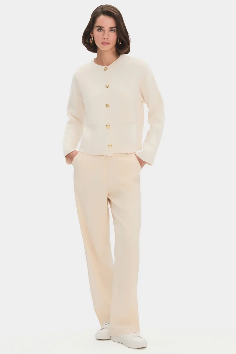 جون Women's Pocket Gold Button Detailed Knitwear Cardigan