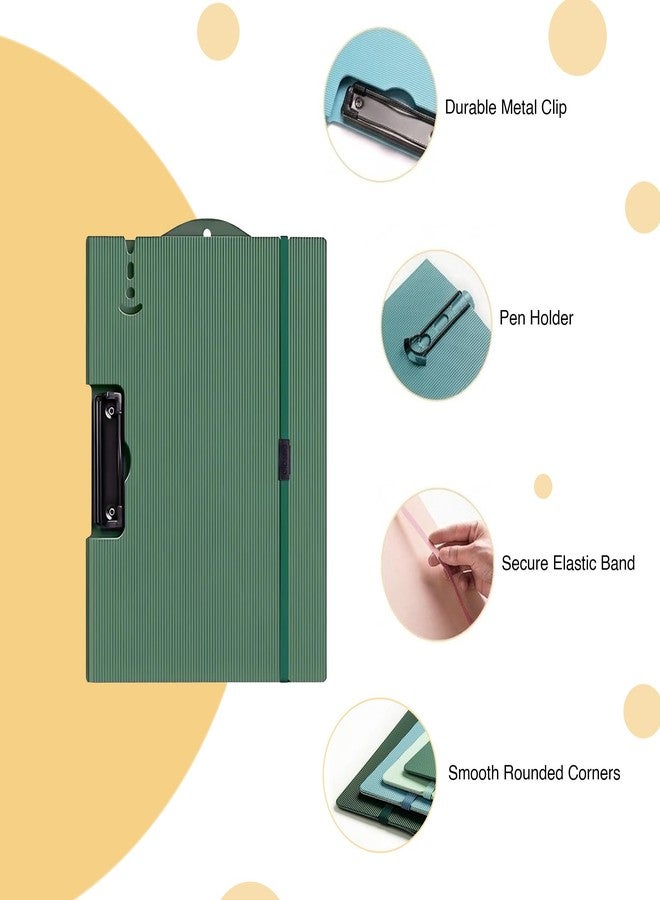 oddpod™ Horizontal A4 Plastic Clipboard with Elastic Strap/Multi-Function Document Paper Storage File Folder with Outer Cover for Students & Professionals - Patina Green - Image 4