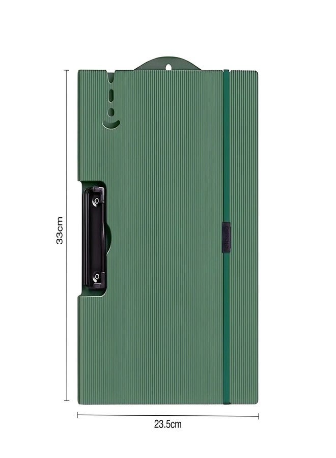 oddpod™ Horizontal A4 Plastic Clipboard with Elastic Strap/Multi-Function Document Paper Storage File Folder with Outer Cover for Students & Professionals - Patina Green - Image 3