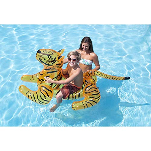 Swimline عوامة سباحة قابلة للنفخ على شكل نمر قوي – طوف ممتع للمسابح والشواطئ وحفلات الصيف، كبير 73 بوصة، نمر قوي، برتقالي - Image 2