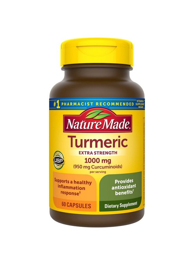 Nature Made Extra Strength Turmeric Curcumin With Black Pepper 1000Mg Turmeric Extract (950Mg Curcuminoids) Per Serving Supports Healthy Inflammation Response 60 Vegetarian Capsules 30 Day Supply  - Image 1