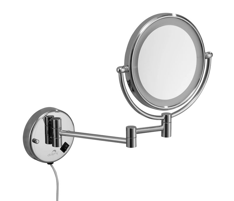 DOLPHY Silver 5X LED Magnifying Shaving Makeup Mirror 8 inch - Image 1
