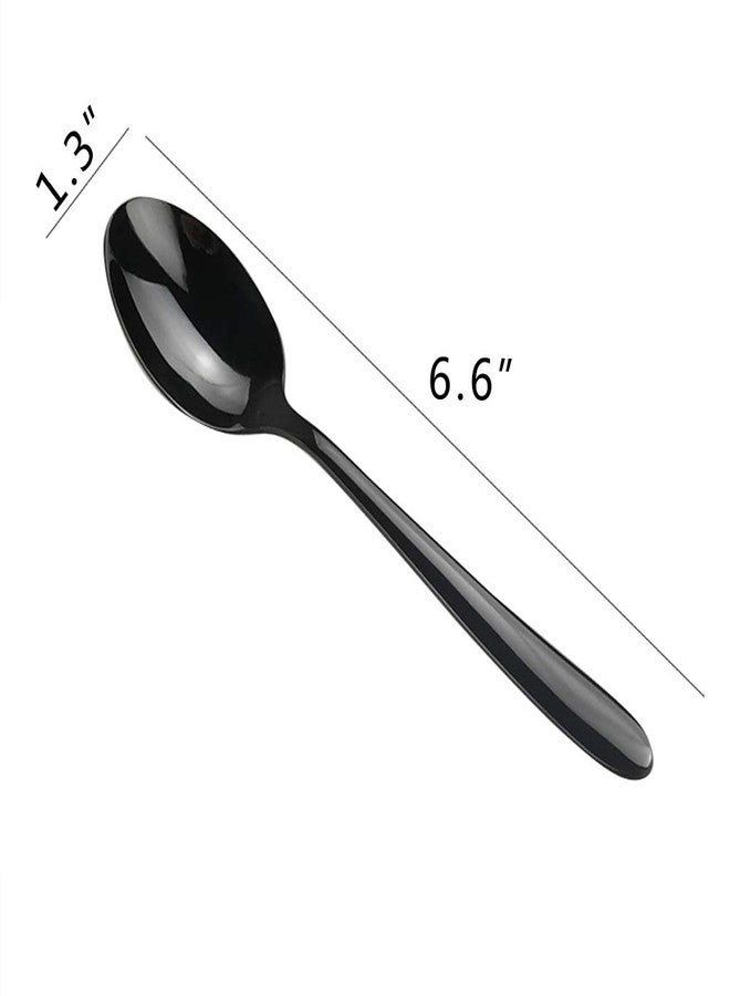 Vababa 16-Piece Stainless Steel Dessert Spoons, 6.6 Inches, Black - Image 2
