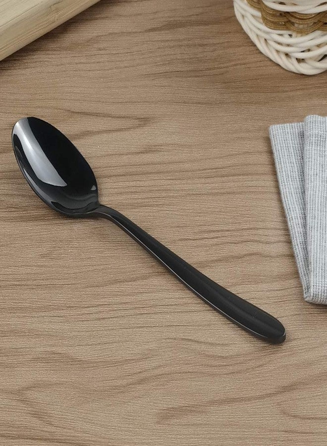 Vababa 16-Piece Stainless Steel Dessert Spoons, 6.6 Inches, Black - Image 4