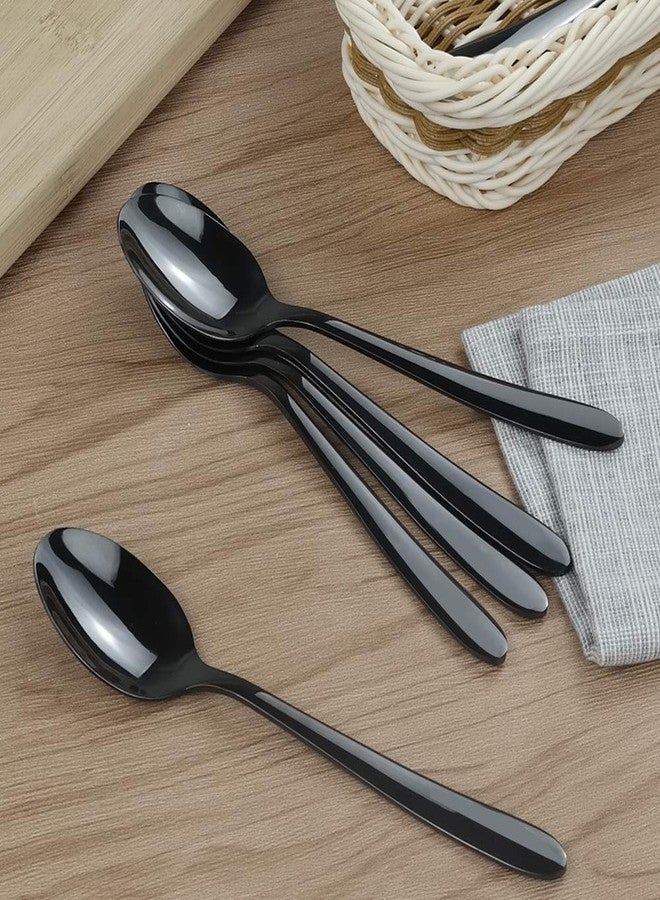 Vababa 16-Piece Stainless Steel Dessert Spoons, 6.6 Inches, Black - Image 5