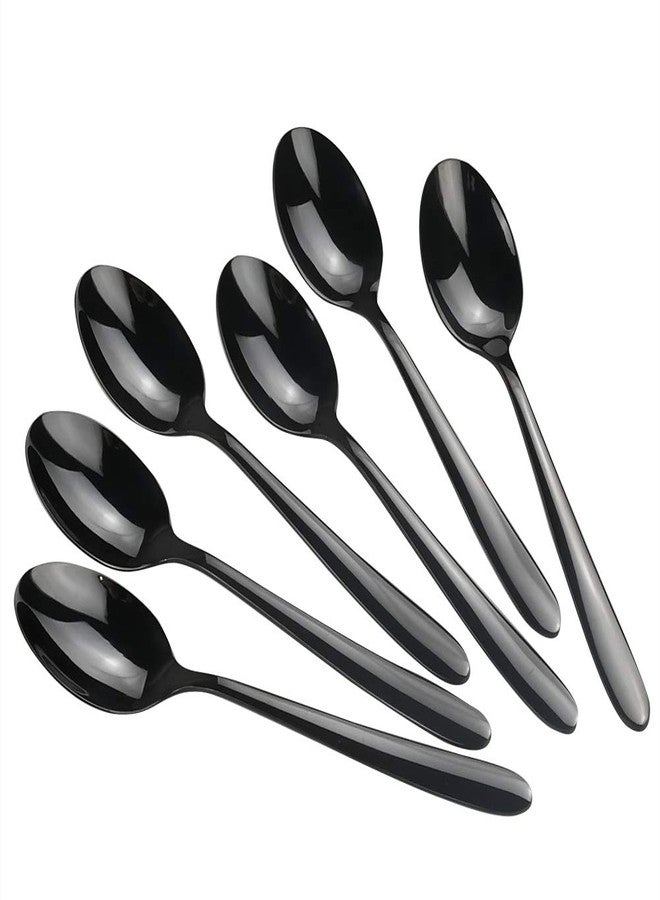 Vababa 16-Piece Stainless Steel Dessert Spoons, 6.6 Inches, Black - Image 1