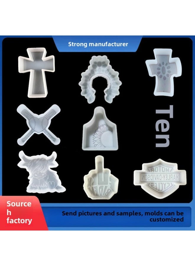 Cross Shield Rainbow Highland Milk Cowboy Hat Heart Aromatherapy Candle Plaster Soap Mold Wax Drop Glue Silicone Mold-Color:Style 5 - Image 2