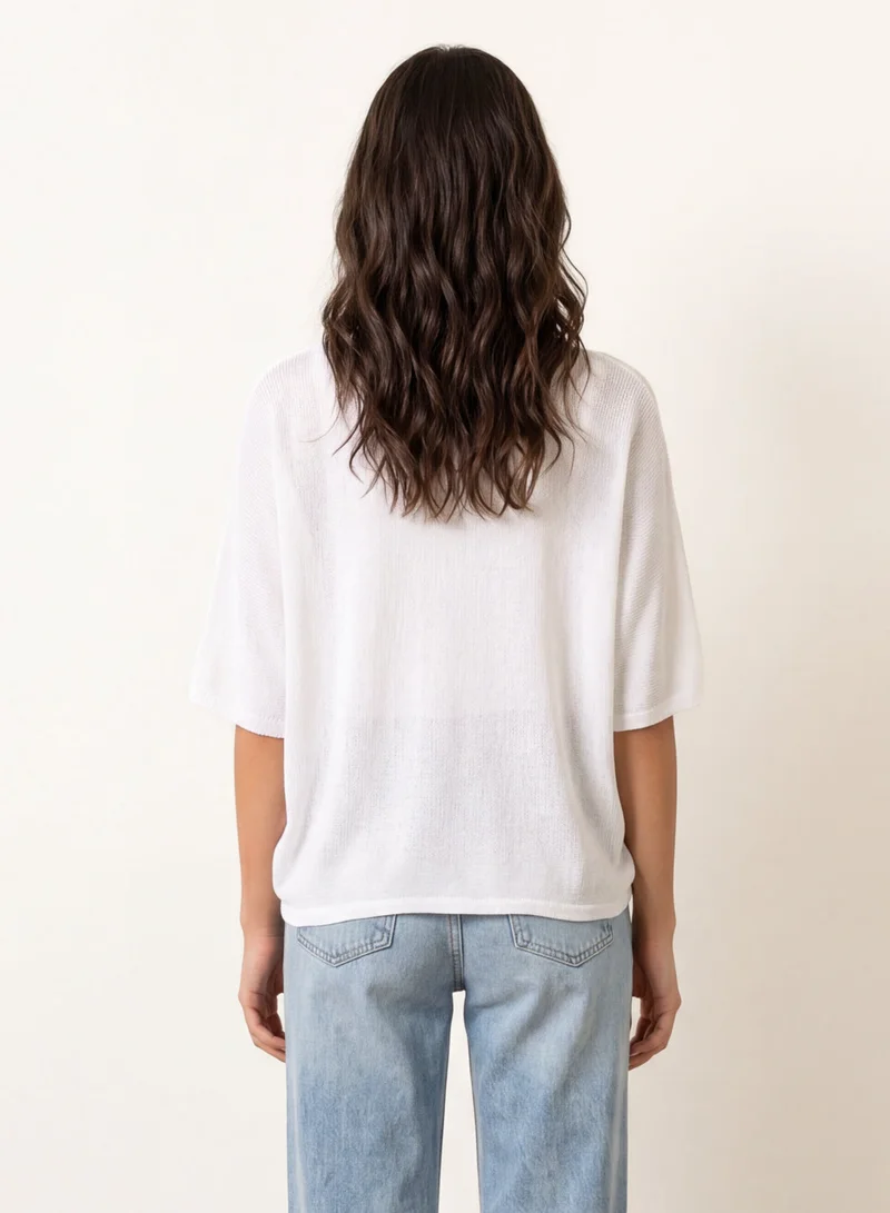 بلو فانيلا Thin Knit Button Front Boxy Cardigan