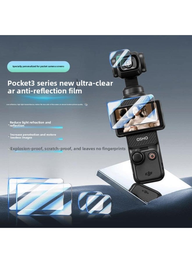 general Suitable For DJI For DJI Pocket3 Tempered Film Anti-Reflective Screen Film Osmo Hd Lens Protective Film Accessories-Color:【pocket3】 Lens + Screen Hd Tempered Film (set Of 2) - Image 2