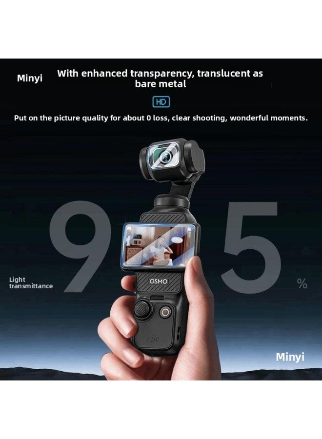 general Suitable For DJI For DJI Pocket3 Tempered Film Anti-Reflective Screen Film Osmo Hd Lens Protective Film Accessories-Color:【pocket3】 Lens + Screen Hd Tempered Film (set Of 2) - Image 3