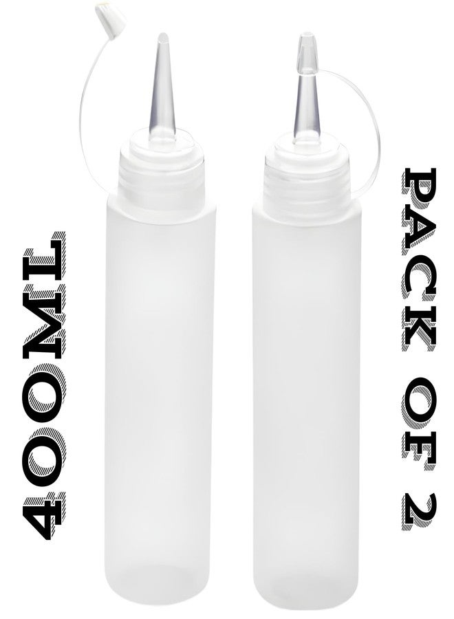 DAOME زجاجة ضغط بلاستيكية من داومي لتوزيع الكاتشب والخردل والعسل والزيت، بيضاء، 400 مل (قطعتان) - Image 3