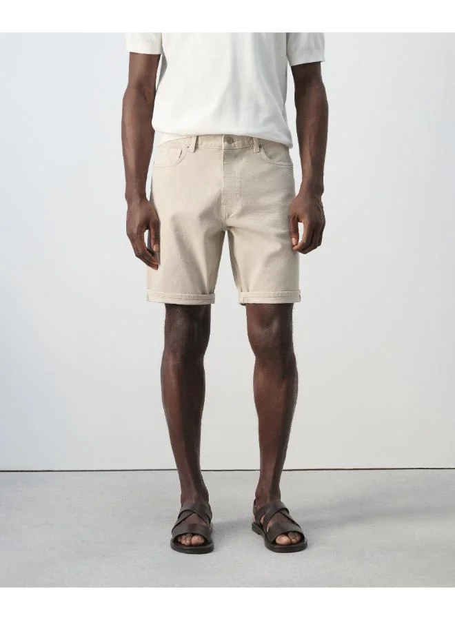 Slim-fit denim bermuda shorts