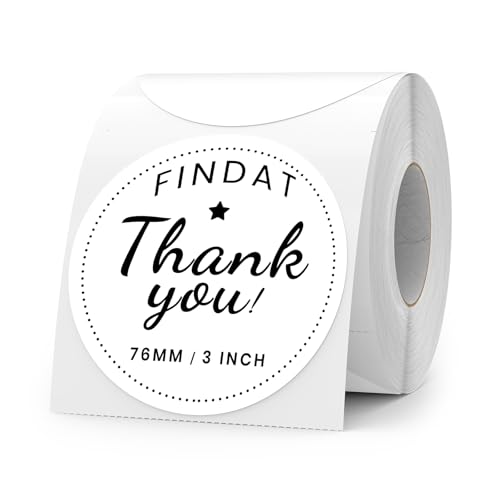 FINDAT White Round Thermal Labels 3 Inch Vinyl Circle Waterproof Direct Printer Sticker Self-Adhesive Perforated Name Tag for Logo DIY QR Design Office Address 500 PCS - Image 1