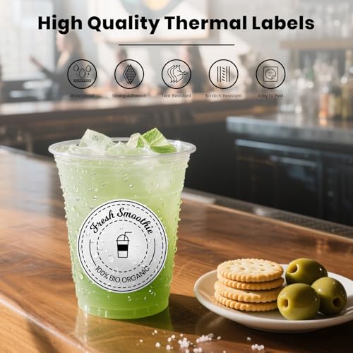 FINDAT White Round Thermal Labels 3 Inch Vinyl Circle Waterproof Direct Printer Sticker Self-Adhesive Perforated Name Tag for Logo DIY QR Design Office Address 500 PCS - Image 4