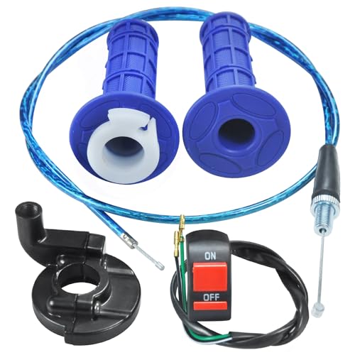 HOLATO 22mm 78 Throttle Handle Grips Cable Clamp On Off Switch for Coleman CT100U CT200U Baja Doodlebug Db30 Mb165 Mb200 50cc 90cc 110cc 125cc SSR Coolster Apollo CRF50 Pit Dirt Bike Blue - Image 1