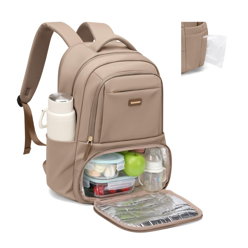 GOLF SUPAGS Lunch Backpack 16 Inch Laptop Backpack with Insulated Cooler Lunch Box Food Bag for College Work Camping Picnics Champagne - Image 2