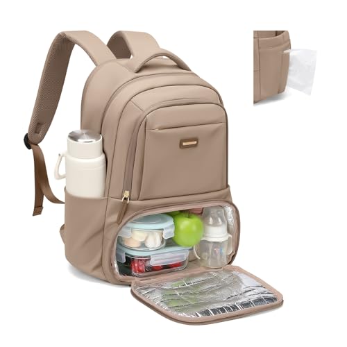 GOLF SUPAGS Lunch Backpack 16 Inch Laptop Backpack with Insulated Cooler Lunch Box Food Bag for College Work Camping Picnics Champagne - Image 1
