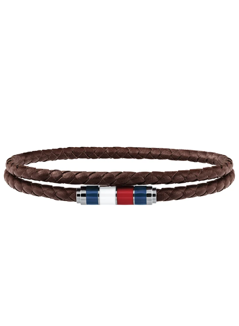 تومي هيلفيغر Tommy Hilfiger Men's Multicolor Leather & Steel Bracelet - 2790055