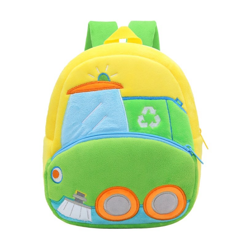 Plush Kids Backpack, Sanitation Truck Vehicle Design, Soft Lightweight School Bag for Toddlers and Preschool Kids - Image 1