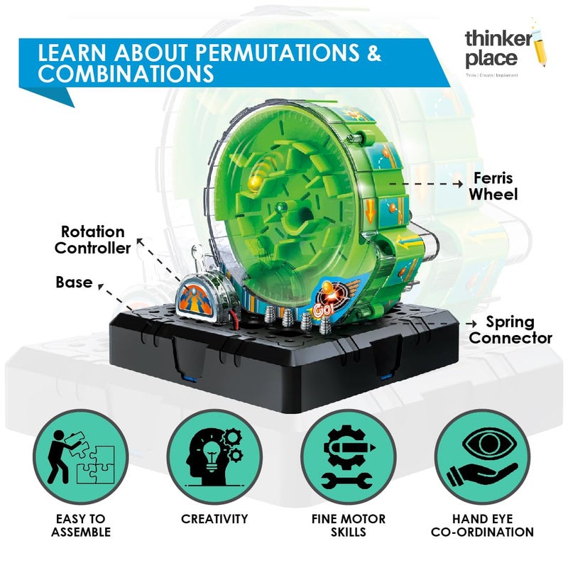 ThinkerPlace Spiral Running Maze DIY Kit | Build, Learn & Play | STEM Toy for Kids Age 8+ | Explore Permutations & Combinations with AR Experience | Fun Educational Game - Image 4