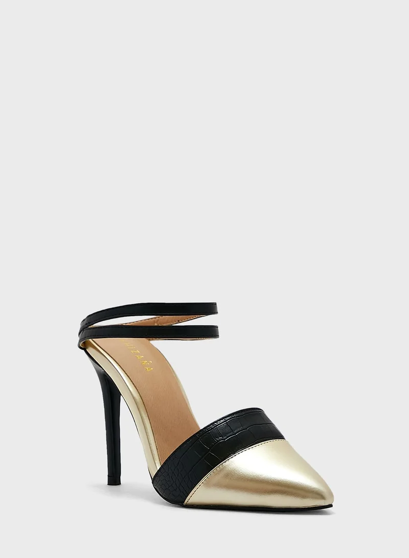 Khizana Croc Effect Slip On Pointed Pump