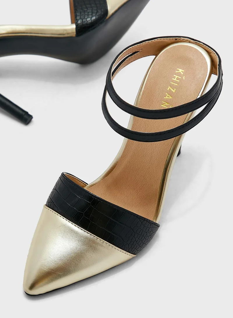 Khizana Croc Effect Slip On Pointed Pump