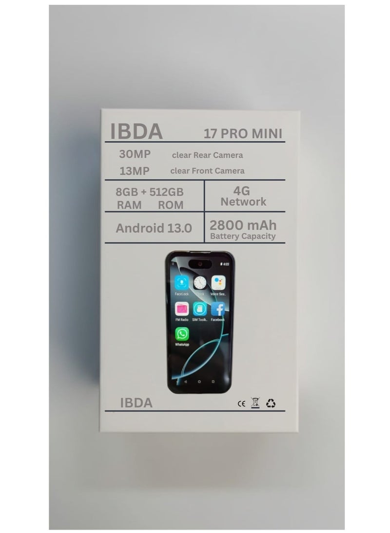 IBDA 17 Pro Mini Small Mobile Phone, 4-inch AMOLED screen with brand logo, Android smartphone the size of a finger, dual SIM, pocket-sized phone, backup phone - Image 4