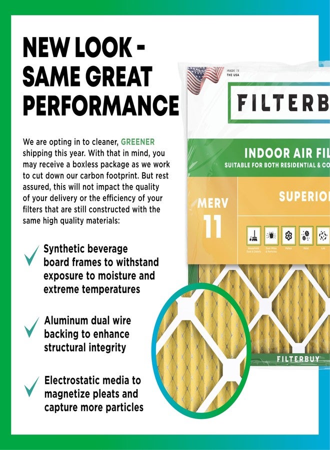 Filterbuy 18x24x1 Air Filter MERV 11 Superior Pet & Allergy Defense (4-Pack), Electrostatic Pleated HVAC AC Furnace Filters Replacement, Made in USA (Actual Size: 17.38 x 23.38 x 0.75) - Image 3
