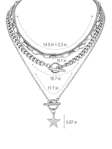 Sacina Goth Layered Silver-tone Star Choker Necklace, Gothic Punk Grunge Emo Necklace, Christmas Jewelry Gift for Women - Image 5