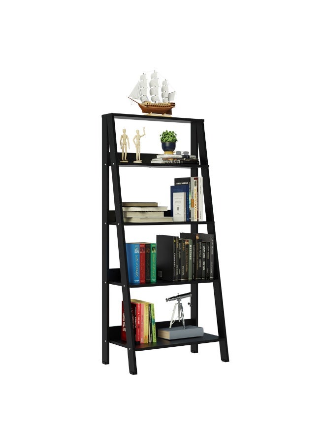 Madesa 5-Tier Ladder Shelf with Storage Space, Free Standing Bookshelf, Wood, 61 W x 140 H x 39 D Cm - Black - Image 2