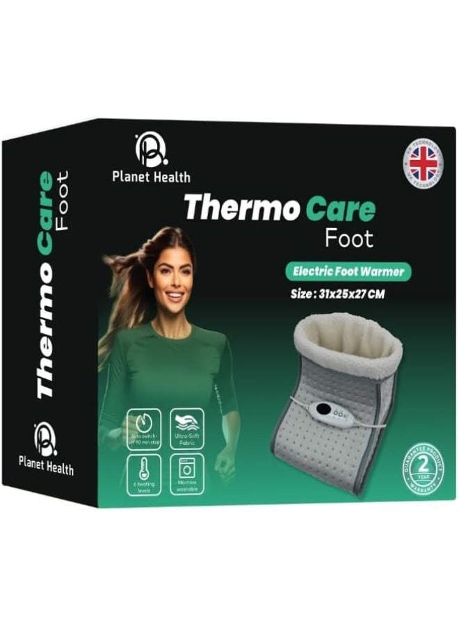 صحة الكوكب مدفأة قدم كهربائية من ثيرمو كير، مصنوعة من صوف مايكروفايبر فائق النعومة، شاشة عرض رقمية، 6 إعدادات للحرارة، 31×25×27 سم، 100 واط - Image 1