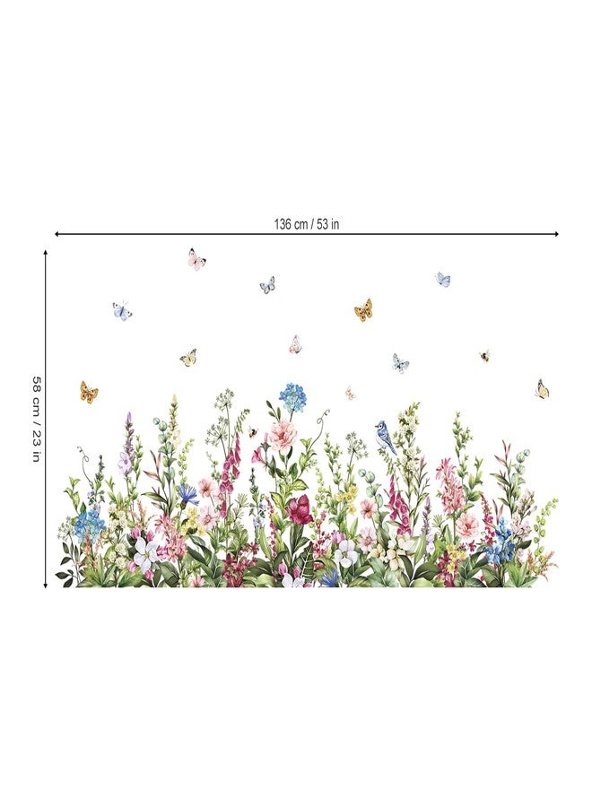wondever Wildflower Grass Butterflies Wall Corner Stickers Garden Floral Baseboard Skirting Line Peel and Stick Wall Art Decals for Bedroom Living Room Sofa - Image 4