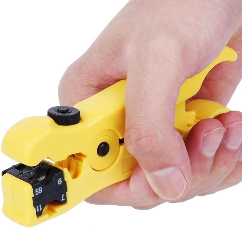 KANASI Wire Stripper, Adjustable Blade Depth Ergonomic Design for Coaxial Cable Stripping and Crimping in Electrical Work - Image 4