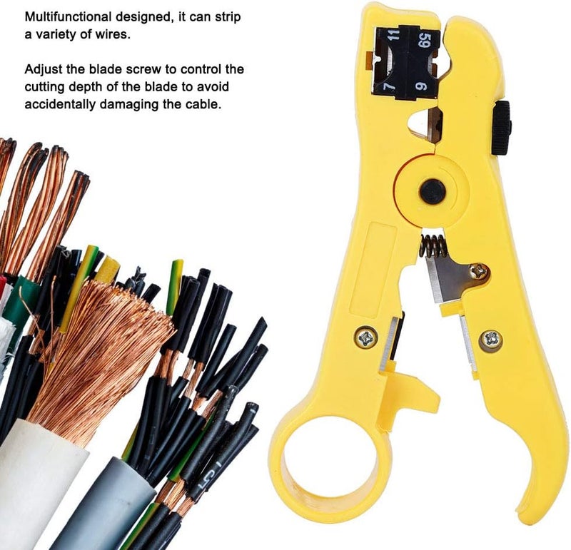 KANASI Wire Stripper, Adjustable Blade Depth Ergonomic Design for Coaxial Cable Stripping and Crimping in Electrical Work - Image 2