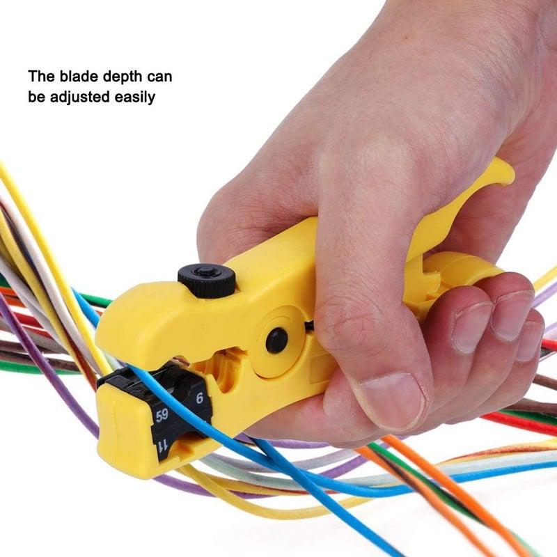KANASI Wire Stripper, Adjustable Blade Depth Ergonomic Design for Coaxial Cable Stripping and Crimping in Electrical Work - Image 3