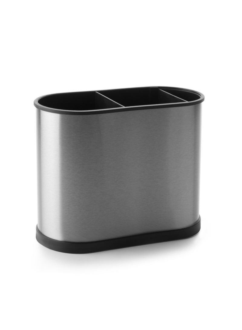 ibili حامل أدوات المطبخ المستطيل الفاخر، منظم أدوات المائدة مع نظام تصريف، تخزين بلاستيكي متين لأدوات الطهي، الشوك، الملاعق، السكاكين، على سطح الطاولة أو في الدرج، سهل التنظيف وصحي - Image 1