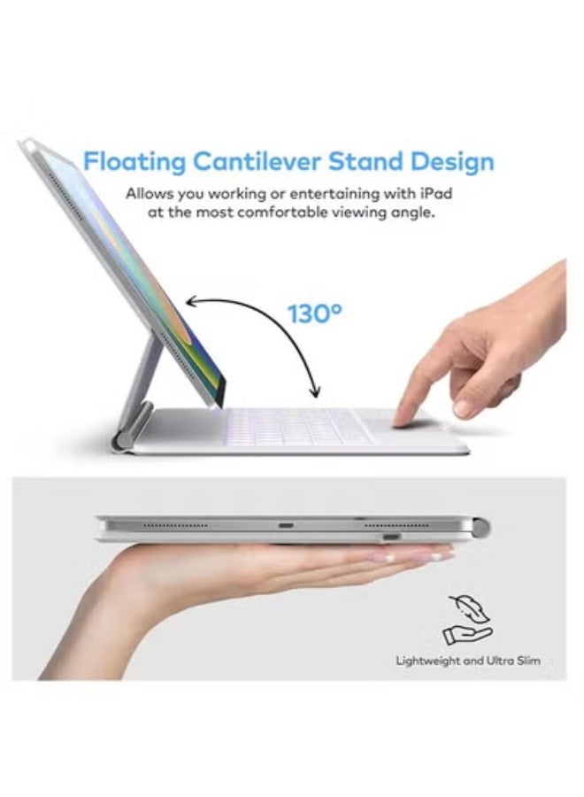 Keyboard case for iPad Air 13 (2025 M3 version, 2024 M2 version) and iPad Pro 12.9-inch 6th, 5th, 4th and 3rd generation, Magic Style keyboard case with magnetic multi-touch trackpad and floating cantilever stand, - Image 2