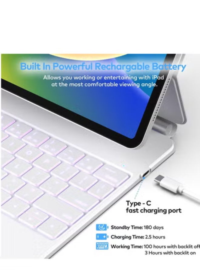 Keyboard case for iPad Air 13 (2025 M3 version, 2024 M2 version) and iPad Pro 12.9-inch 6th, 5th, 4th and 3rd generation, Magic Style keyboard case with magnetic multi-touch trackpad and floating cantilever stand, - Image 4