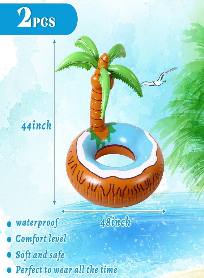 Rotatingpals 2 Pcs Inflatable Palm Tree Pool Float 48 Inch Giant Coconut Pool Floaties Hawaiian Tropical Funny for Adults Large Summer Beach Party Accessories - Image 2