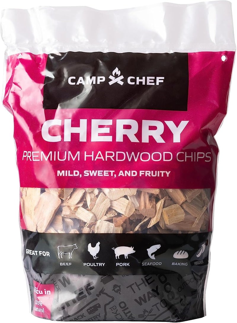 Camp Chef Premium Hardwood Chips - Wood Chips for Smoking & Outdoor Grilling - Compatible with Pellet Grills, Smokers & Barbecues - Made in The USA - Cherry, 192 cu in  - Image 1