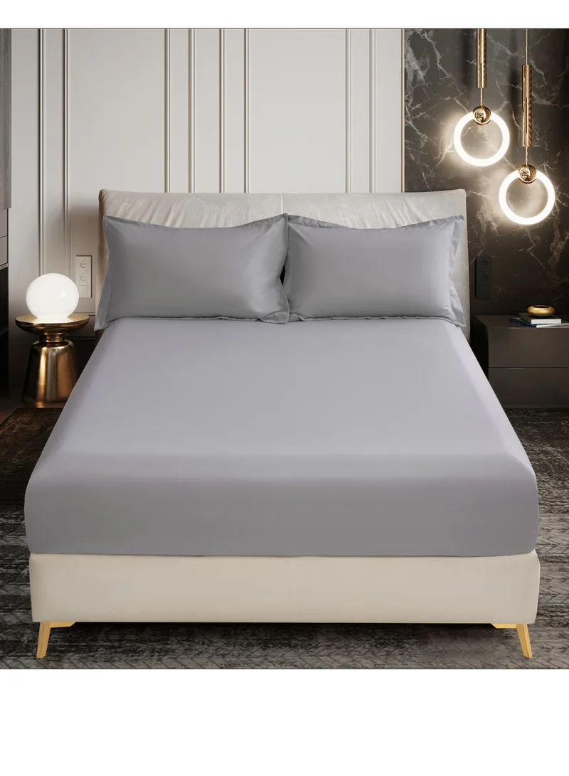 Donetella Bedding Fitted Sheet - Fits 90x190 Cm Bed For Single Bed 2 Pcs (1 Fitted Sheet and 1 Pillowcase) - 30 Cm Deep Pocket - Solid Bed Sheet