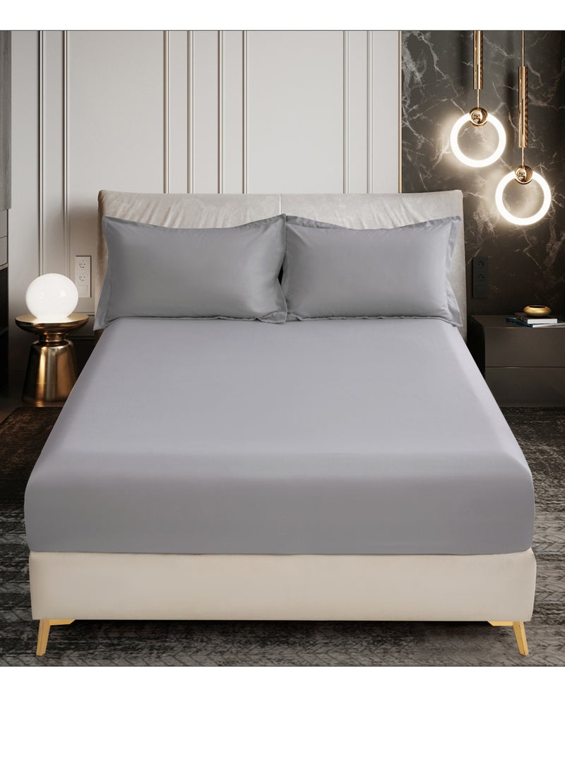 Donetella Bedding Fitted Sheet - Fits 90x190 Cm Bed For Single Bed 2 Pcs (1 Fitted Sheet and 1 Pillowcase) - 30 Cm Deep Pocket - Solid Bed Sheet  - Image 1