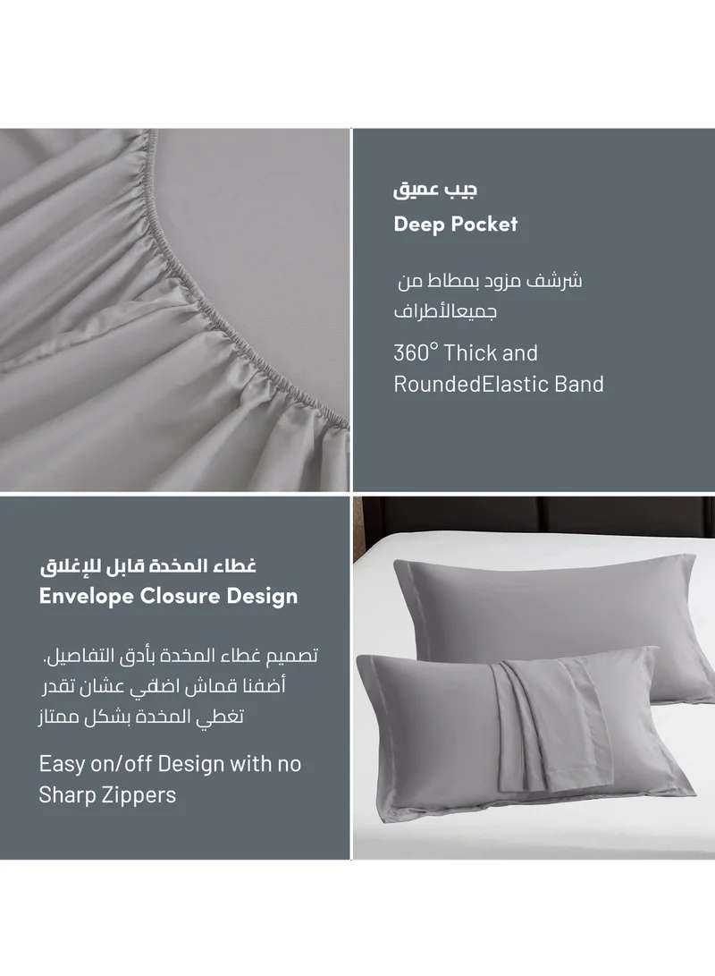Donetella Bedding Fitted Sheet - Fits 90x190 Cm Bed For Single Bed 2 Pcs (1 Fitted Sheet and 1 Pillowcase) - 30 Cm Deep Pocket - Solid Bed Sheet