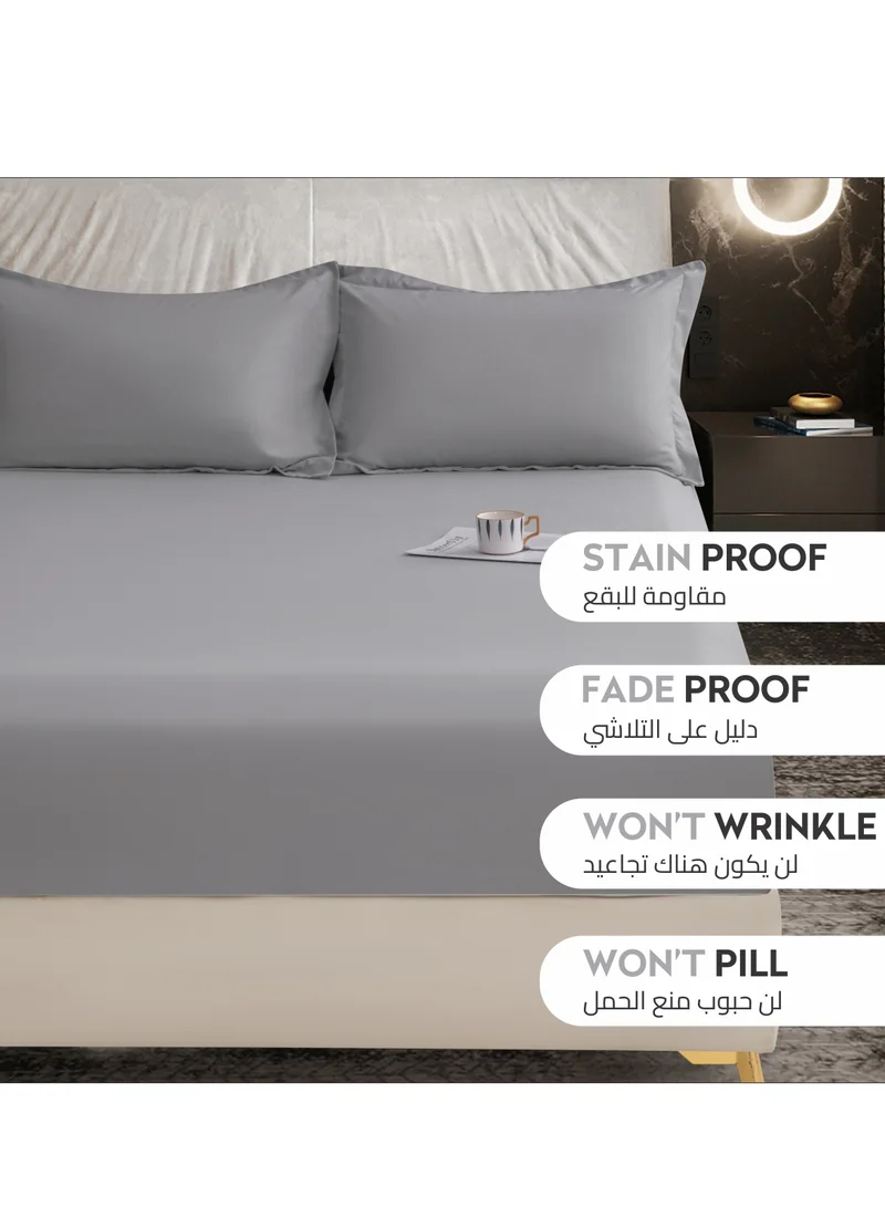 Donetella Bedding Fitted Sheet - Fits 90x190 Cm Bed For Single Bed 2 Pcs (1 Fitted Sheet and 1 Pillowcase) - 30 Cm Deep Pocket - Solid Bed Sheet
