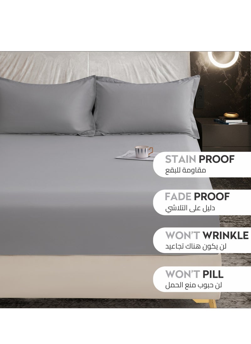 Donetella Bedding Fitted Sheet - Fits 90x190 Cm Bed For Single Bed 2 Pcs (1 Fitted Sheet and 1 Pillowcase) - 30 Cm Deep Pocket - Solid Bed Sheet  - Image 4