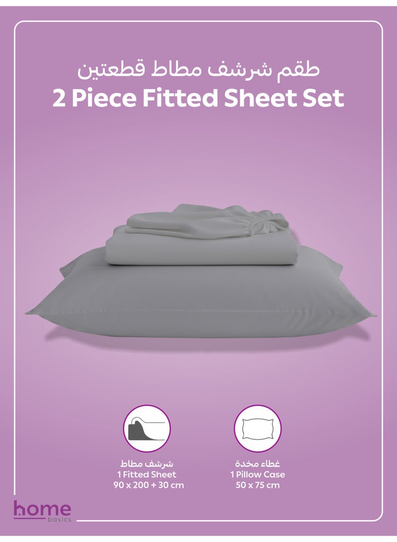 Donetella Bedding Fitted Sheet - Fits 90x200 Cm Bed For Single Bed 2 Pcs (1 Fitted Sheet and 1 Pillowcase) - 30 Cm Deep Pocket - Solid Bed Sheet - Image 3