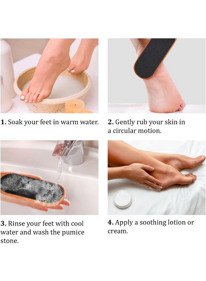 حجر قدم ومبرد كعب خشبي مزدوج الجوانب لإزالة مسامير اللحم (الكالو) والجلد الميت الجاف والمتشقق - مقشر للقدمين واليدين والجسم بمقبض مريح وحبل تعليق - أداة باديكير احترافية وسريعة لتنعيم البشرة وتدليكها، مع ورق صنفرة ياباني (خشن وناعم) بديل للمبرد المعدني ومقشطة القدم. - Image 4