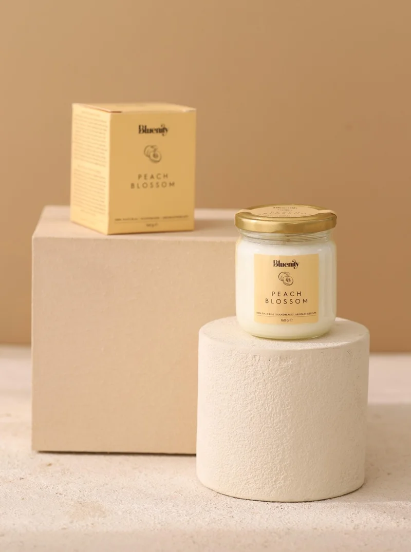 Bluenity 2-Piece Bathroom Set Hat Rug Set + Peach Blossom Bath Candle