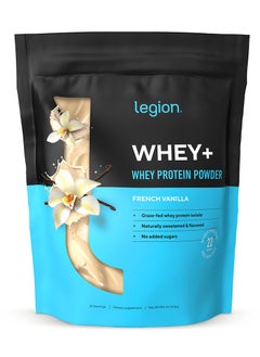 Whey+ Protein Powder Grass Fed Whey Isolate Naturally Sweetened And Flavored No Added Sugars 22 Grams Per Serving, 816 Grams 28.8 Oz/1.78 Lbs 30 Servings - French Vanilla
