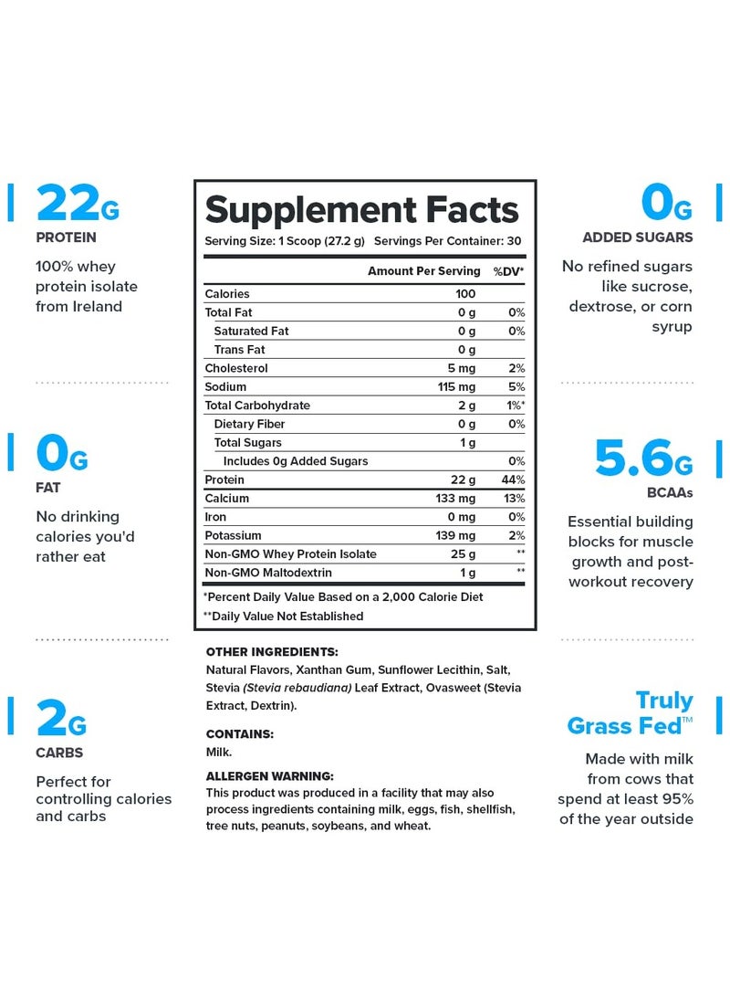 Legion Athletics - Whey+ Protein Powder Grass Fed Whey Isolate Naturally Sweetened And Flavored No Added Sugars 22 Grams Per Serving, 816 Grams 28.8 Oz/1.78 Lbs 30 Servings - French Vanilla - Image 1